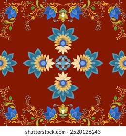 Floral Damask Background - Classic Damask Seamless Pattern - Vector Illustration for Elegant Textile Design 