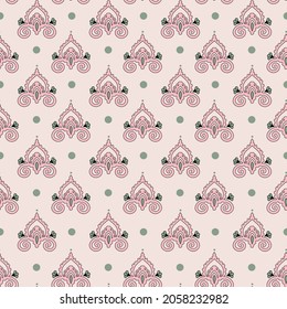 Los elementos del boho del damasco floral se repiten sin inconvenientes. dibujado a mano, el vector ethno paisley sobre la huella superficial en fondo rosado.