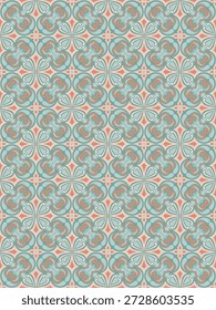 Patrón sin fisuras de diamante de damasco floral color cálido. Adorno de flores con motivo geométrico elemento de Vector dibujado a mano. Ilustración étnica tradicional india, árabe, tribal. Para impresión, tela, alfombra, abrigo, decorar.