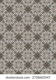 Floral Damast Diamant nahtlose Muster warme Farbe.Geometrisches Motiv Blume Ornament handgezeichnetes Vektorelement.Ethnische traditionelle indische,arabische,Stammesgrafik.Für Druck,Stoff,Teppich,Wrap,Dekorieren.