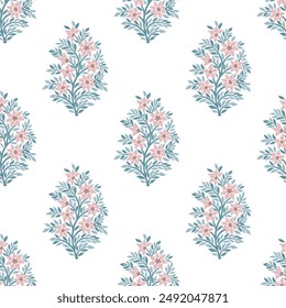 floral damask flower block print repeat pattern vector file