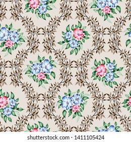  floral damask flowers pattern on background