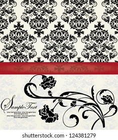 FLORAL DAMASK INVITATION CARD