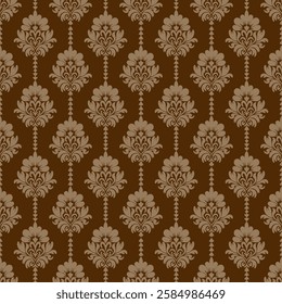 Floral damask on  brown background