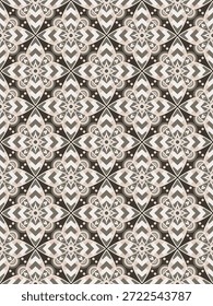 Floral Damast Oreintal nahtlose Muster warme Farbe.Geometrisches Motiv Blume Ornament handgezeichnetes Vektorelement.Ethnisch traditionelles indisches,arabisches,Stammes-Illustration.Für Druck,Stoff,Teppich,wickeln,dekorieren