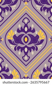 floral damask pattern purple for Textile tile print