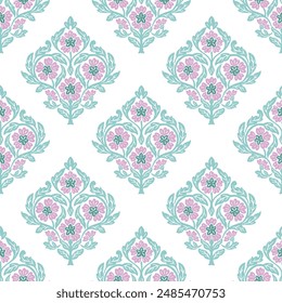 floral damask pattern repeat vector file medallion design block print boho style designs