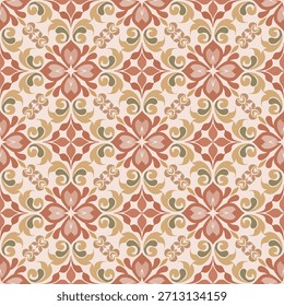 Diseño de azulejos sin costura de patrón de damasco floral, elegante decorativo patrón de damasco floral para el Fondo de pantalla y la materia textil, estilo asiático vintage patrón de damasco floral de fondo