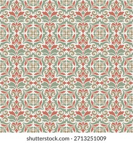 Diseño de azulejos sin costura de patrón de damasco floral, elegante decorativo patrón de damasco floral para el Fondo de pantalla y la materia textil, estilo asiático vintage patrón de damasco floral de fondo