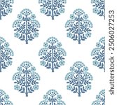 Floral Damask repeat Block print pattern vector file boho floral pattern