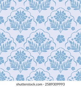 Floral Damask repeat Block print pattern vector file boho floral pattern