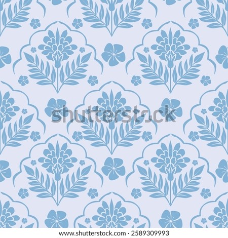 Floral Damask repeat Block print pattern vector file boho floral pattern
