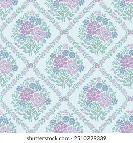 floral damask repeat pattern vector  boho floral block print Victorian floral rococo flower pattern