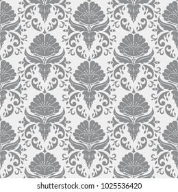 Floral damask seamless pattern background with flowers and leaves. Vector surface geometric texture