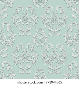 Floral damask seamless pattern. Background with ornamental design.