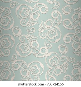 Floral damask seamless pattern, background. Ornamental design for textile, fabric, wallpaper and paper.