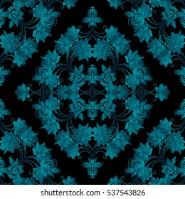Floral damask seamless pattern. Baroque wallpaper.