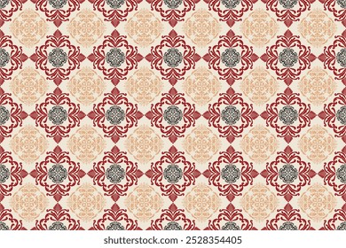 Floral damask seamless pattern. Design for tile, carpet, cover, wallpaper, wrapping paper, fabric, clothing, bag, and decoration.