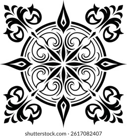 Floral Damask Seamless Pattern, Ornament Pattern Border Design, Black and white floral pattern vector illustration	