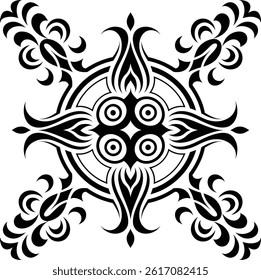 Floral Damask Seamless Pattern, Ornament Pattern Border Design, Black and white floral pattern vector illustration	