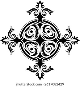 Floral Damask Seamless Pattern, Ornament Pattern Border Design, Black and white floral pattern vector illustration	