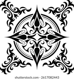 Floral Damask Seamless Pattern, Ornament Pattern Border Design, Black and white floral pattern vector illustration	