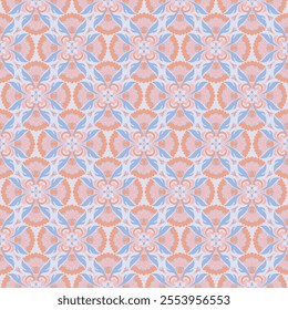 Floral damask seamless pattern pastel colors.motifs flowers ornament hand drawn vector elements.Ethnic traditional Asia, Africa,Latin
America illustration.Design for textile,neckerchief,wrap,decorate.