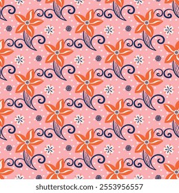 Floral damask seamless pattern pastel colors.motifs flowers ornament hand drawn vector elements.Ethnic traditional Asia, Africa,Latin
America illustration.Design for textile,neckerchief,wrap,decorate.