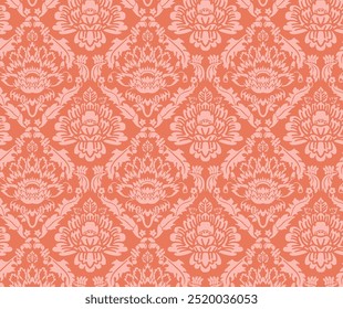 Floral damask seamless pattern in peach tones