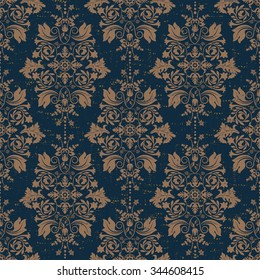 Floral damask seamless pattern. Vector vintage decorative wallpaper. Classic damask pattern. Colorful pattern with lace and stylized flowers. Design for wrapping paper, web, cover, fabric, textile