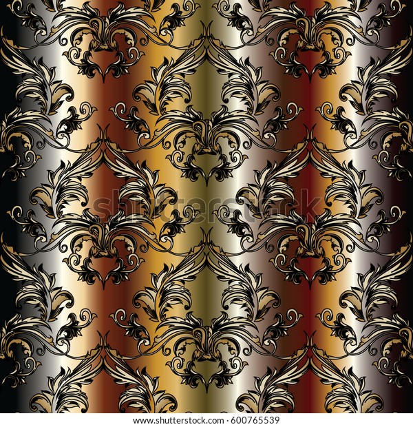 Floral Damask Seamless Pattern Vector Drapery Stock Vector