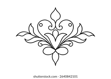 Floral damask victorian vector line art 
