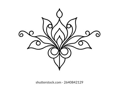 Floral damask victorian vector line art 