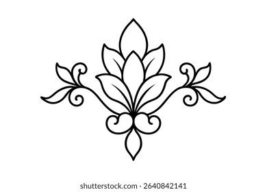 Floral damask victorian vector line art 