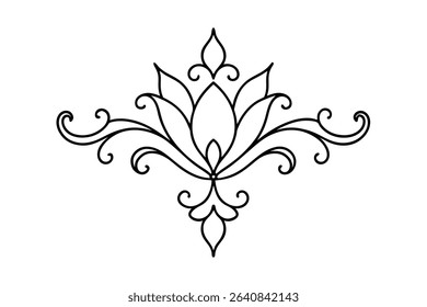 Floral damask victorian vector line art 