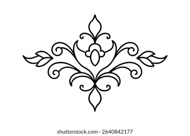 Floral damask victorian vector line art 