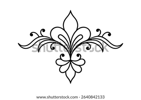 Floral damask victorian vector line art 