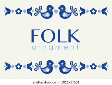 Floral Danish Folklore Card. Vector Illustration.