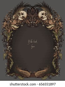 floral dark border with skull