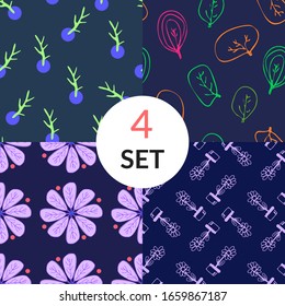 Conjunto de patrones de decoración floral oscura