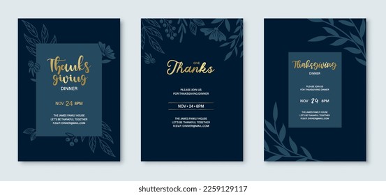 Floral dark thanksgiving set. Collection of graphic elements for website. Luxury, aesthetics and elegance, symbol of autumn season. Cartoon flat vector illustrations isolated on white background