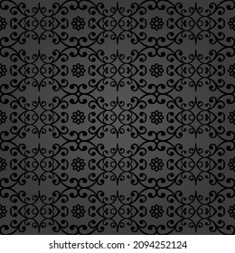 Ornamento vectorial oscuro floral. Un fondo clásico abstracto y sin inconvenientes con flores. Patrón con elementos florales repetidos. Ornamento para tejidos, papel pintado y embalaje