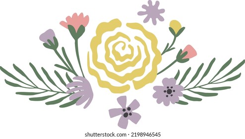 Floral decor element. Delicate flower border print