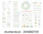 Floral decor set. 100 different vector brushes and decor elements. Isolated.