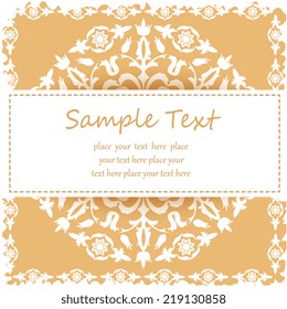 Floral decor. Template frame for greeting card and wedding invitation. Ornate vector border and place for your text 