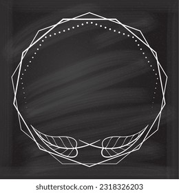 Floral decoratare frame on a chalkboard background. Monogram, wedding invitation or greeting card template. 