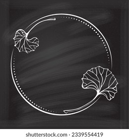 Floral decoratare frame on a chalkboard background. Monogram, wedding invitation or greeting card template. 