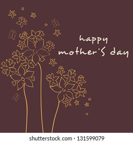 Floral decorated banner, flyer or background for Happy Mothers Day celebration.