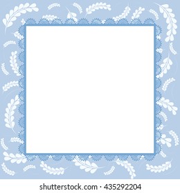 Floral decorated blue greeting card for design