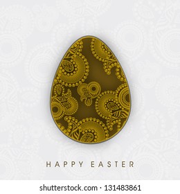 Floral decorated brown egg for Happy Easter..